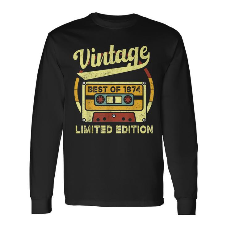 Best Of 1974 50Th Birthday Retro Vintage Cassette Tape Long Sleeve T-Shirt