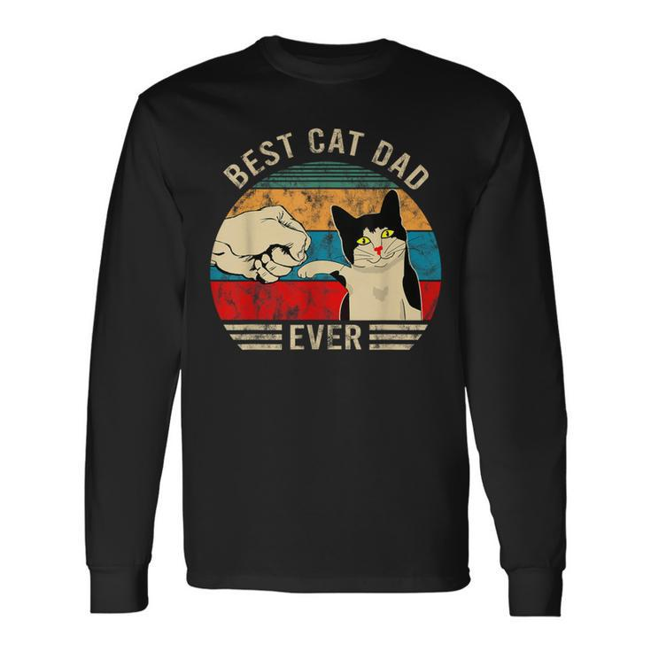 Best Cat Dad Ever Bump Vintage Graphic Long Sleeve T-Shirt