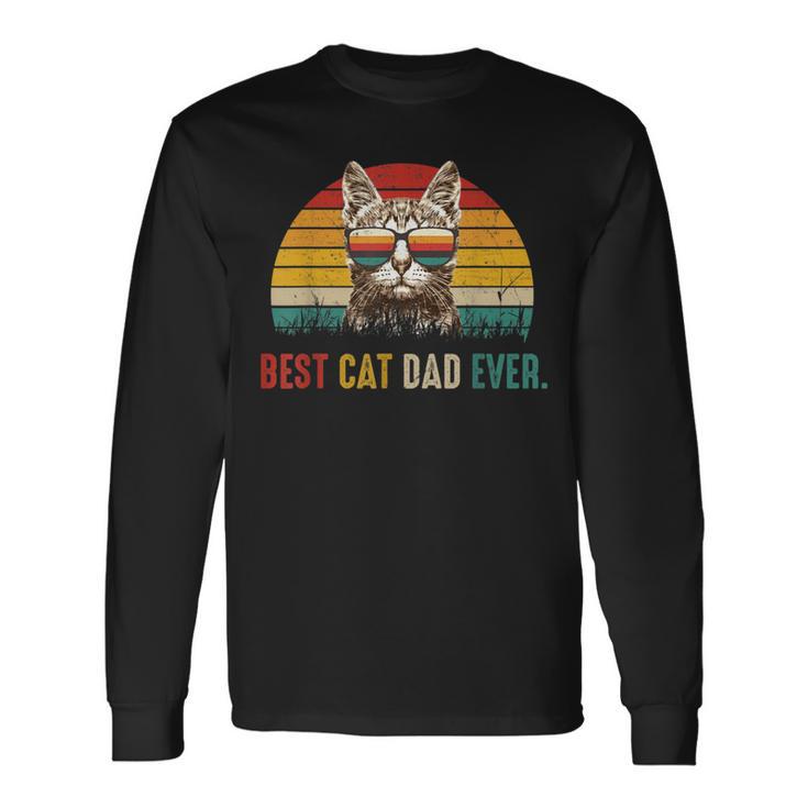 Best Cat Dad Ever Fathers Day Vintage Cat Daddy Long Sleeve T-Shirt