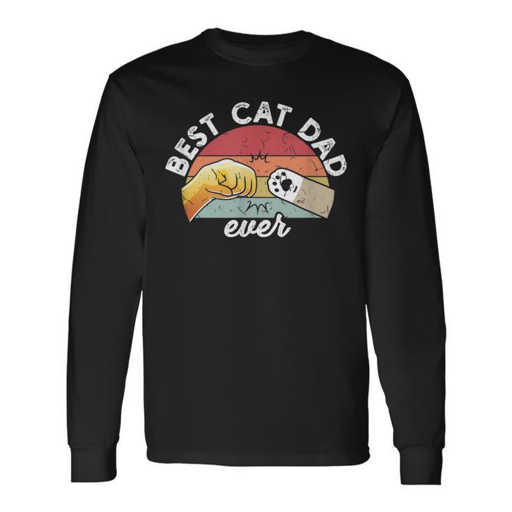 Best Cat Dad Ever Retro Kitten Cat Dad Langarmshirts Geschenkideen