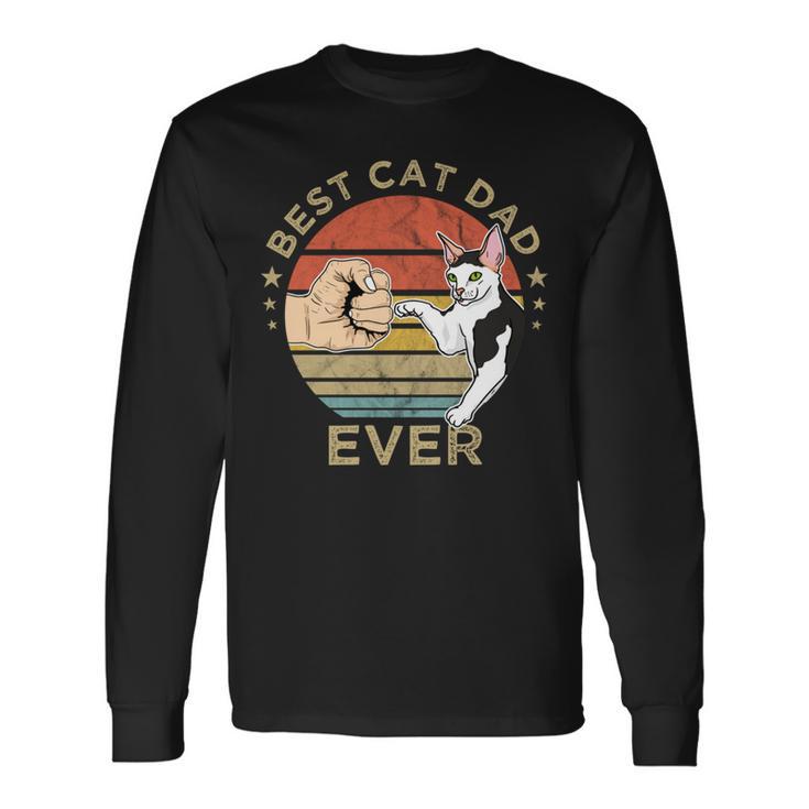 Best Cat Dad Ever Retrointage Katze Katzen Papa Geschenk Langarmshirts Geschenkideen