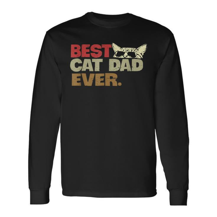 Best Cat Dad Ever Vintage Cat Dady Long Sleeve T-Shirt