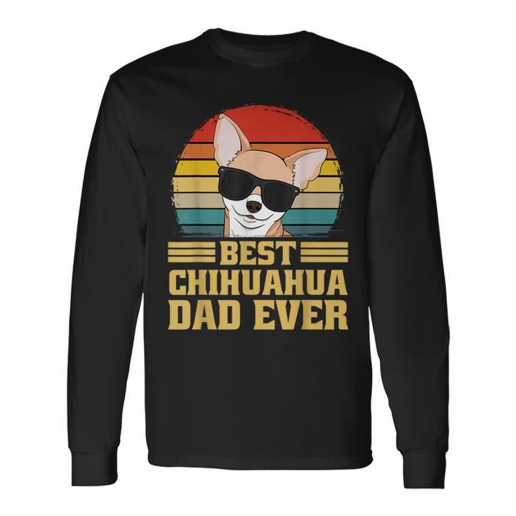 Best Chihuahua Dog Puppy Retro Dad Dad Dad Man Langarmshirts Geschenkideen