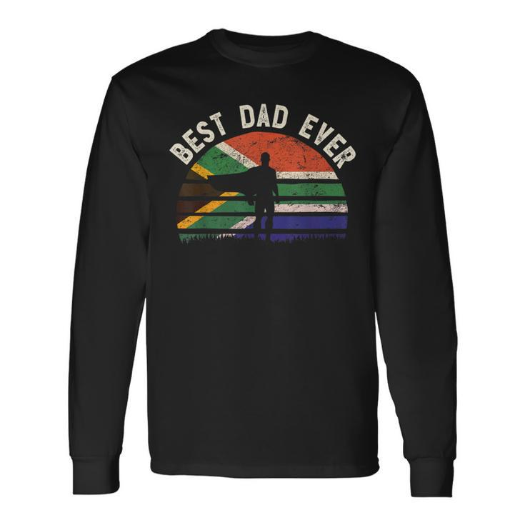 Best Dad Ever South Africa Hero Vintage Flag Retro Long Sleeve T-Shirt