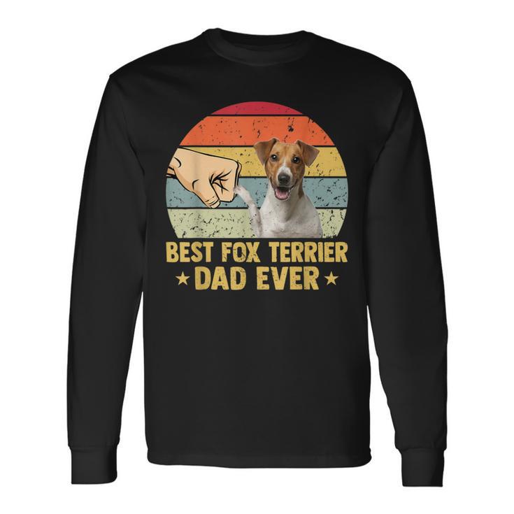 Best Fox Terrier Dad Ever Retro Vintage Father Day Long Sleeve T-Shirt