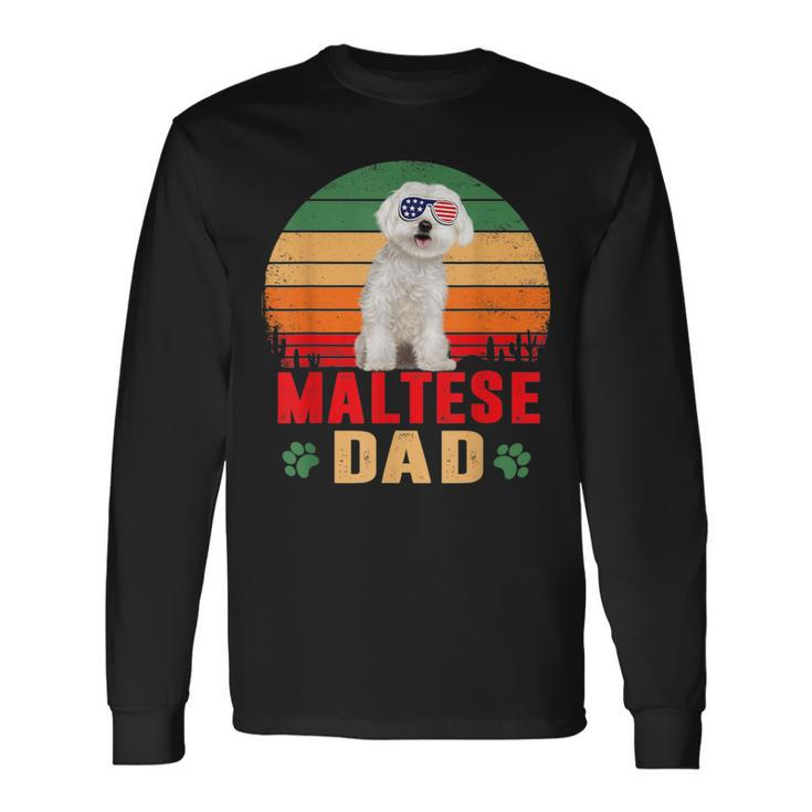 Best Maltese Dad Father's Day Dog Lover Owner Long Sleeve T-Shirt