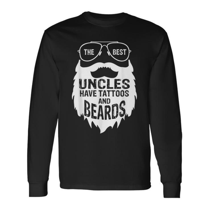 Best Uncles Beards Tattoos Husband Mens Long Sleeve T-Shirt Gifts ideas