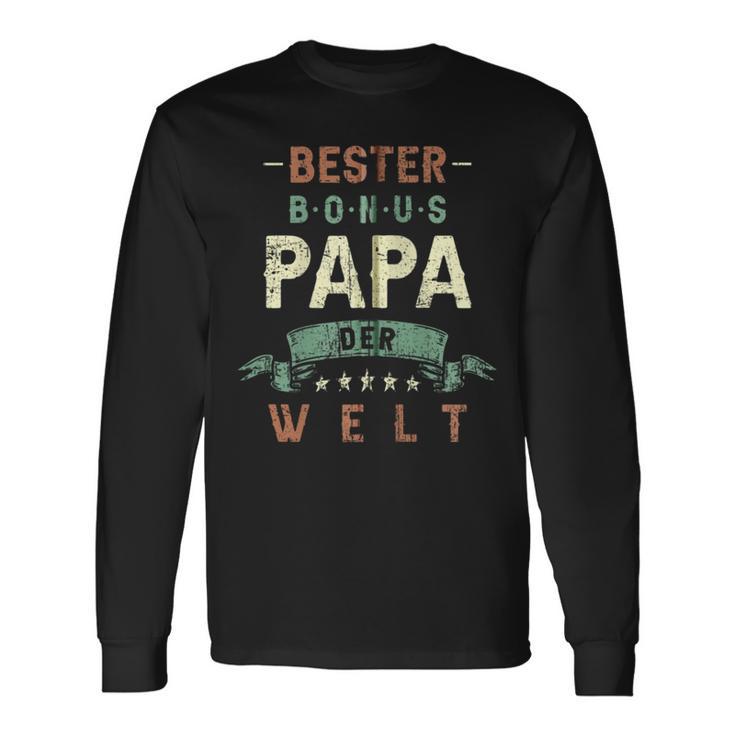 Bester Bonus Papa Der Welt Step Dad Retrointage Look Hooded Jacket Langarmshirts Geschenkideen