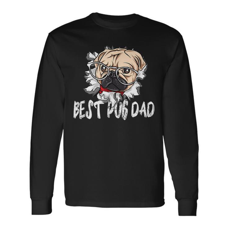 Bester Mops Papa Aller Zeitenintage Langarmshirts Geschenkideen