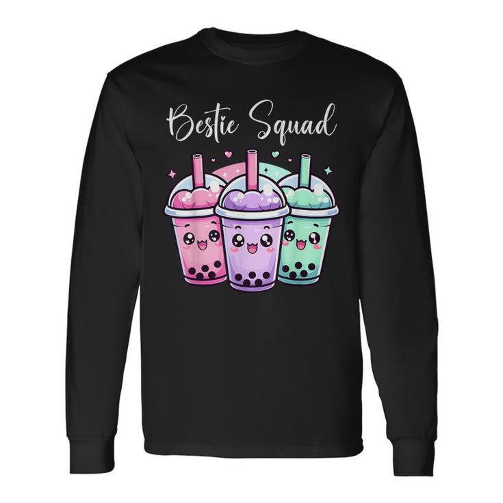 Bestie Squad Twin Day For Girls Bff Boba Tea Best Friend Long Sleeve T-Shirt