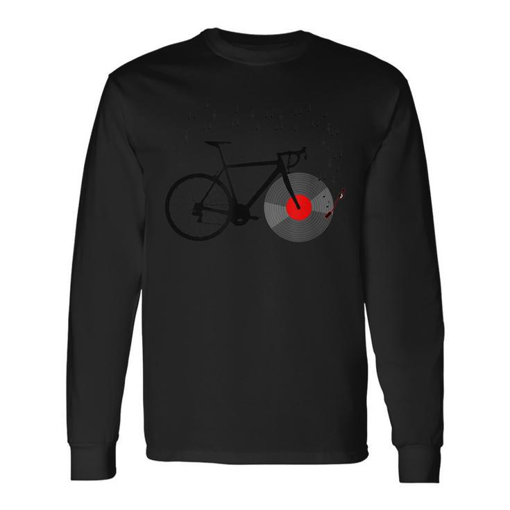 Bicycle Vinyl Record Player Bike Sound Music Notes Long Sleeve T-Shirt