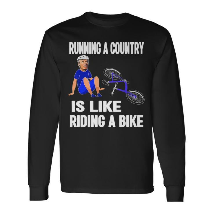 Biden Falls Off Bike Joe Biden Falling Off His Bicycle Long Sleeve T-Shirt Gifts ideas