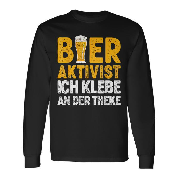 Bier-Aktivist Schwarzes Langarmshirts, Ich Klebe An Der Theke Lustiges Biertrinker-Design Geschenkideen