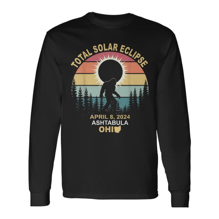 Bigfoot Ashtabula Ohio Total Solar Eclipse 2024 Long Sleeve T-Shirt