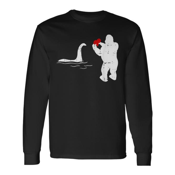 Bigfoot Loch Ness Valentines Day Cool V-Day Pajama Long Sleeve T-Shirt