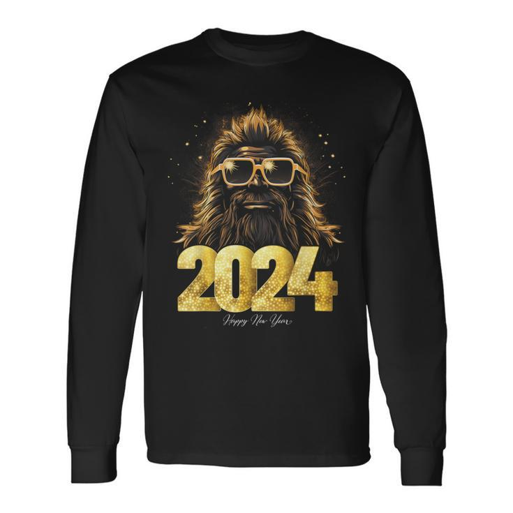 Bigfoot Sasquatch 2024 Happy New Year New Years Eve Party Long Sleeve T-Shirt