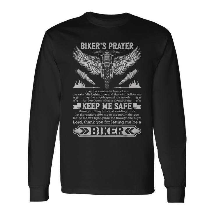 Bikers Prayer Biker Stuff Motorcycle Rider Vintage Long Sleeve T-Shirt
