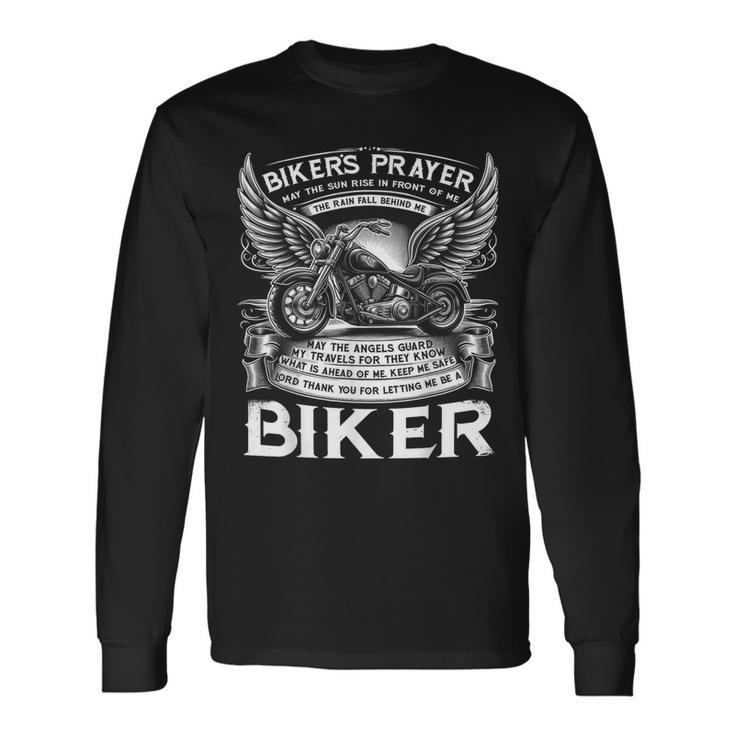 Biker's Prayer Vintage Motorcycle Biker Motorcycling Mens Long Sleeve T-Shirt Gifts ideas