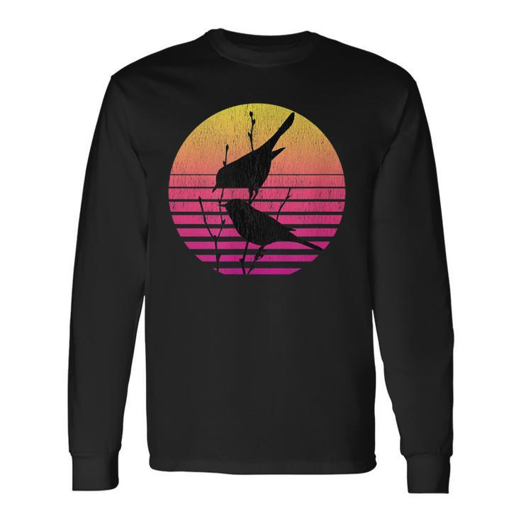 Birds Over A Vintage Sunset Distressed Long Sleeve T-Shirt Gifts ideas