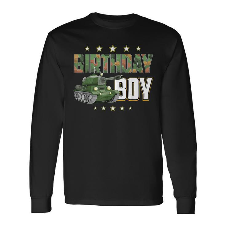 Birthday Boy Army Soldier Birthday Military Themed Camo Long Sleeve T-Shirt