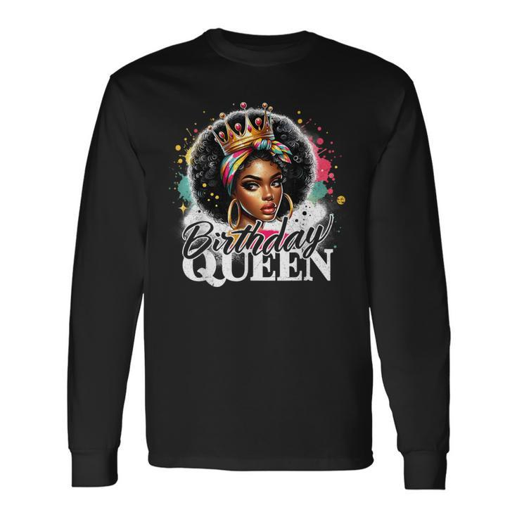 Birthday Queen Happy Birthday African American Afro Queen Long Sleeve T-Shirt