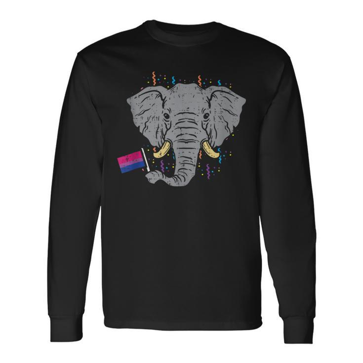Bisexual Flag Elephant Lgbt Bi Pride Stuff Animal Long Sleeve T-Shirt Gifts ideas