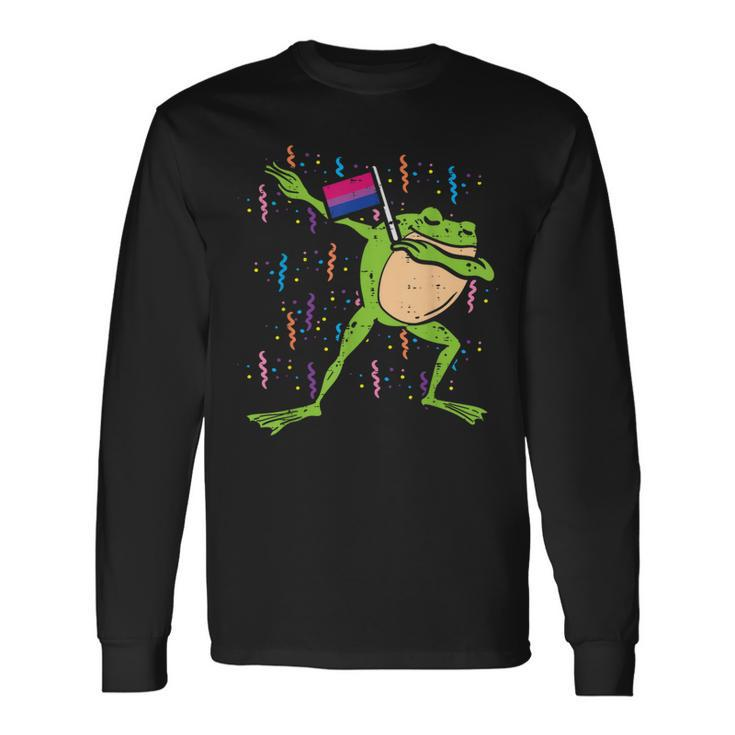 Bisexual Flag Frog Dab Lgbt Bi Pride Stuff Animal Long Sleeve T-Shirt