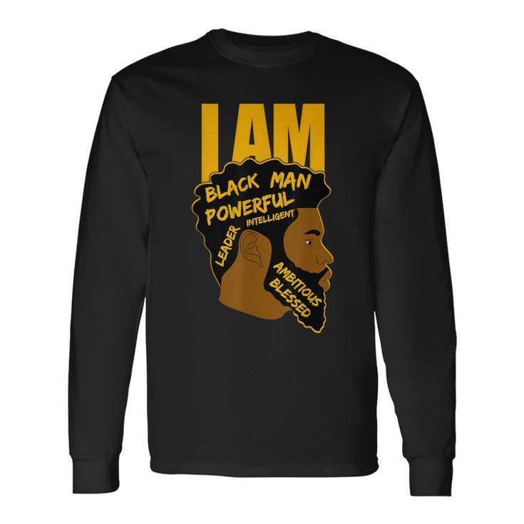 I Am Black King Powerful Leader Black History Month Dad Boys Long Sleeve T-Shirt