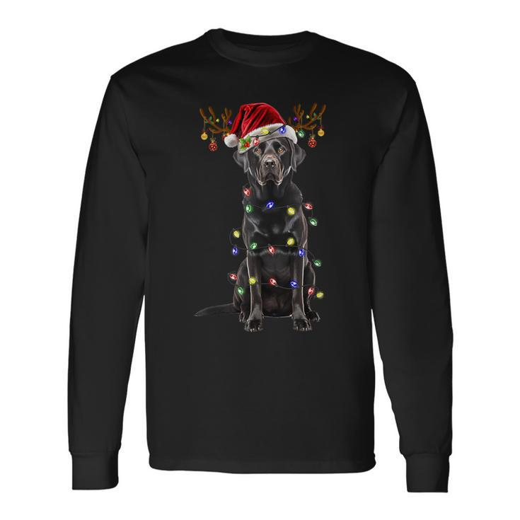 Black Lab Labrador Christmas Tree Reindeer Pajama Dog Xmas Long Sleeve T-Shirt