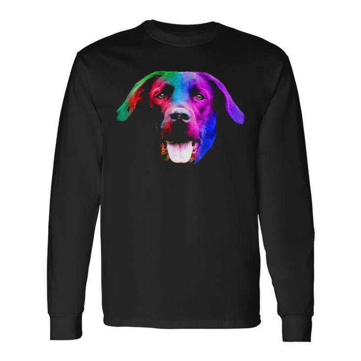 Black Labrador Multicolor Portrait Long Sleeve T-Shirt
