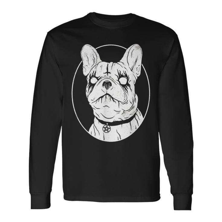 Black Metal French Bulldog Gothic Heavy Metal Dog Long Sleeve T-Shirt
