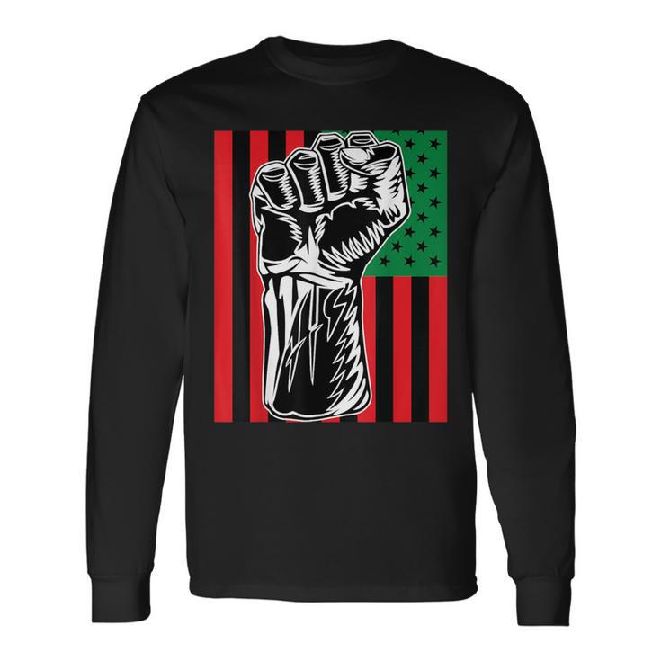 Black Power Flag Pan-African Liberation Marcus Garvey Long Sleeve T-Shirt