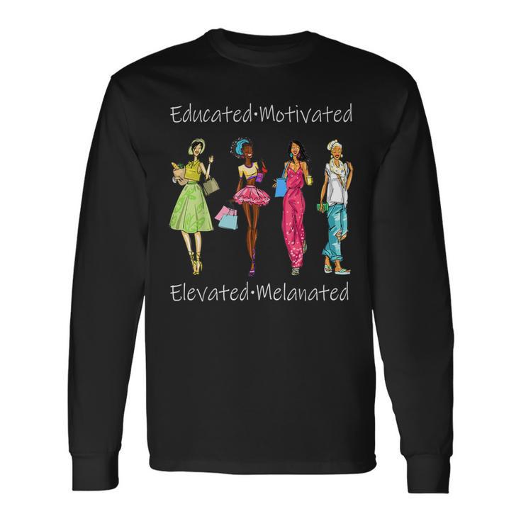 Black Queen Educated Melanin African American Women Long Sleeve T-Shirt