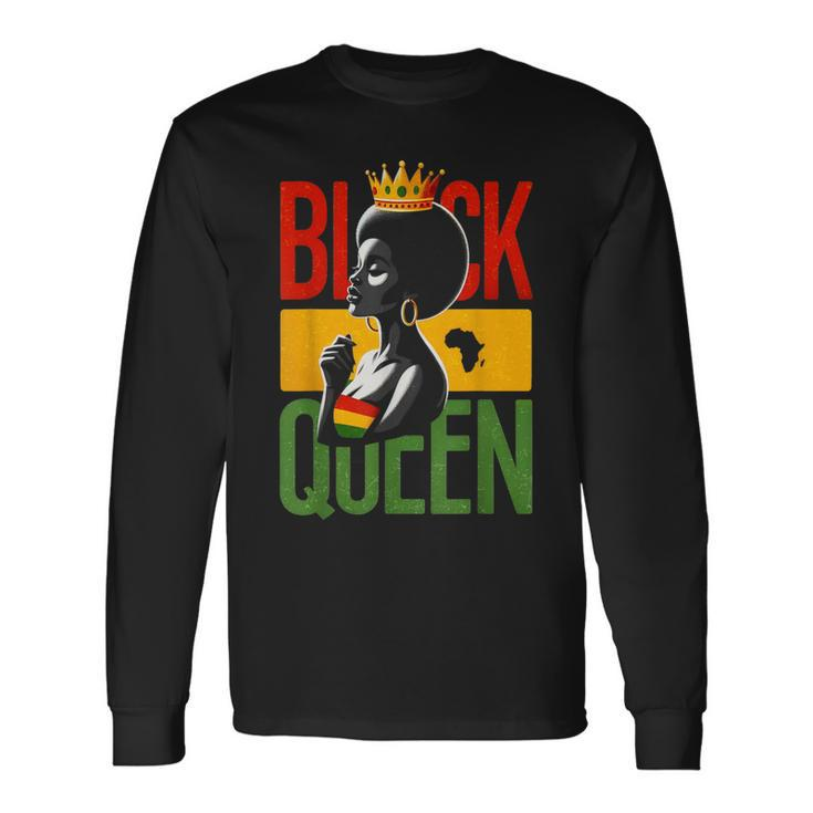Black Queen Black History Queen Afro-African American Women Long Sleeve T-Shirt