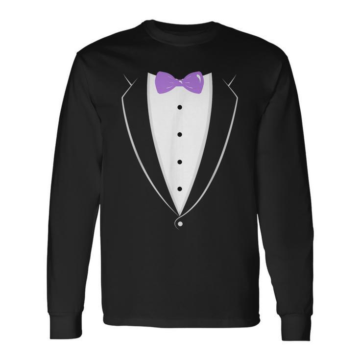 Black And White Tuxedo With Lavender Bow Tie NoveltyLong Sleeve T-Shirt Gifts ideas