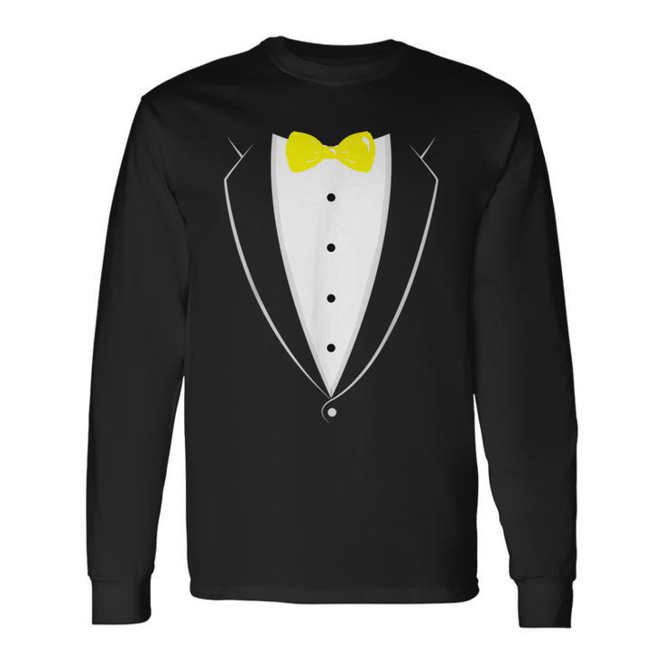 Black And White Tuxedo With Yellow Bow Tie Novelty T Long Sleeve T-Shirt