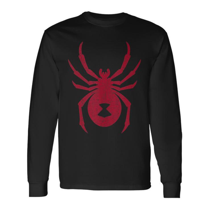 Black Widow Spider Distressed Graphic Long Sleeve T-Shirt