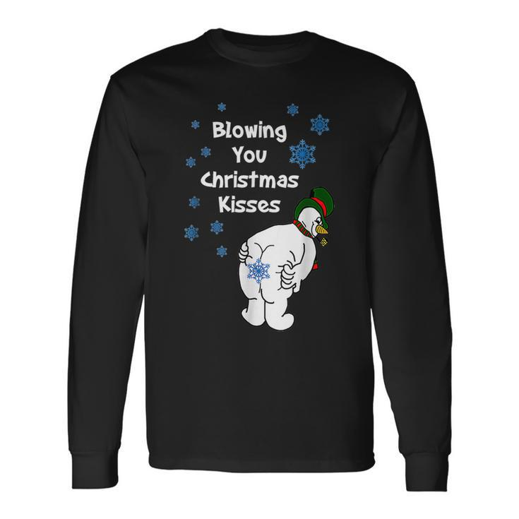 Blowing You Christmas Kisses Christmas Snowman Xmax Long Sleeve T-Shirt