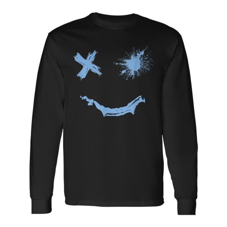 Blue Grunge Smile Blue Color Graphic Long Sleeve T-Shirt Gifts ideas