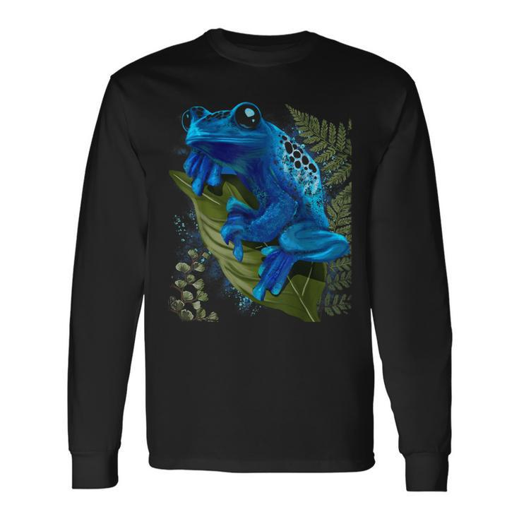 Blue Poison Dart Frog Colored Exotic Animal Amphibian Pet Long Sleeve T-Shirt