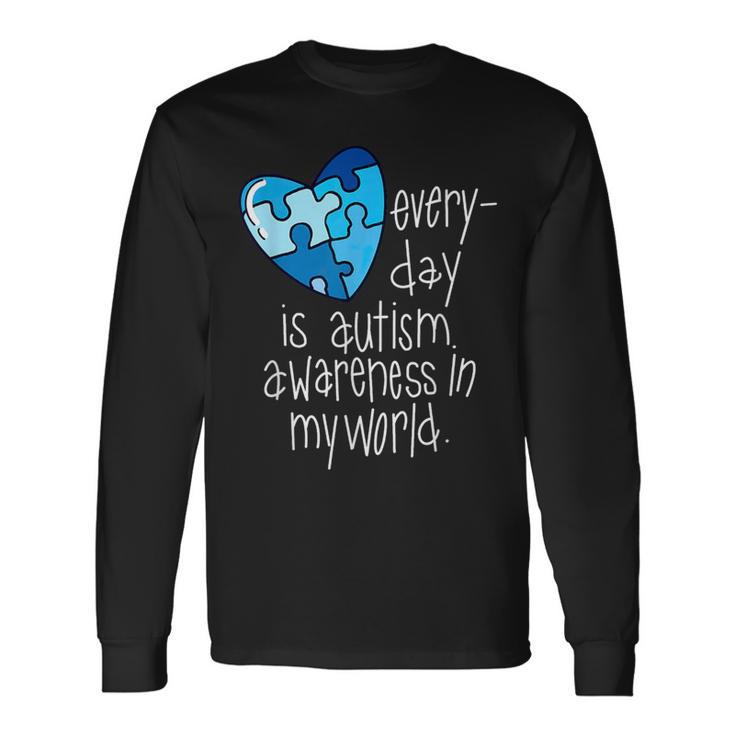 Blue Puzzle Heart Long Sleeve T-Shirt Gifts ideas