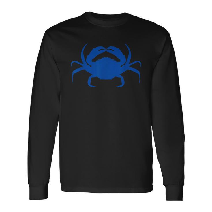 Blue Silhouette Crab T Crab Long Sleeve T-Shirt