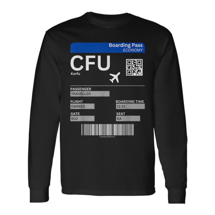 Boarding Pass Korfu Cfu Flugticket Griechenland Korfu Langarmshirts Geschenkideen