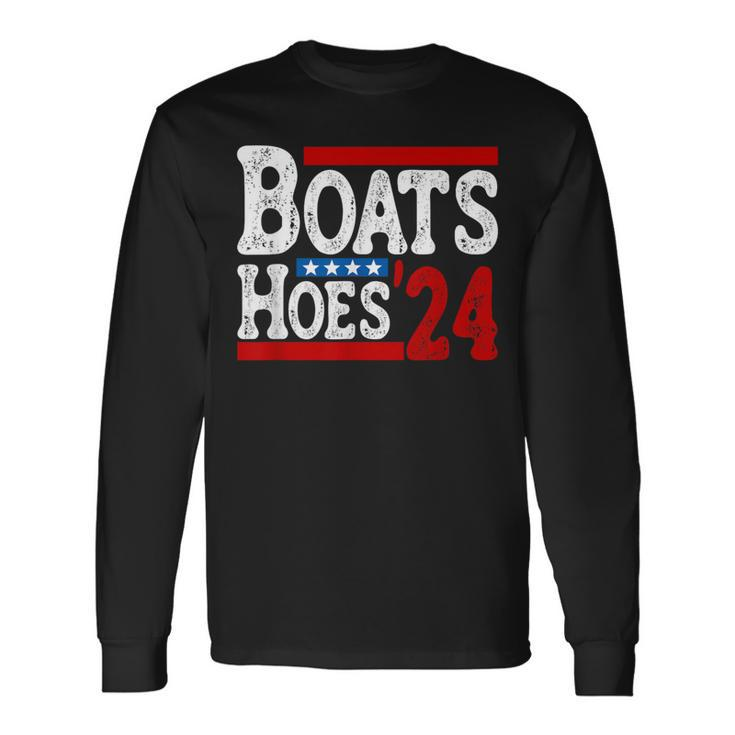Boats & Hoes 24 Vintage Logo For Your Step Brothers Long Sleeve T-Shirt