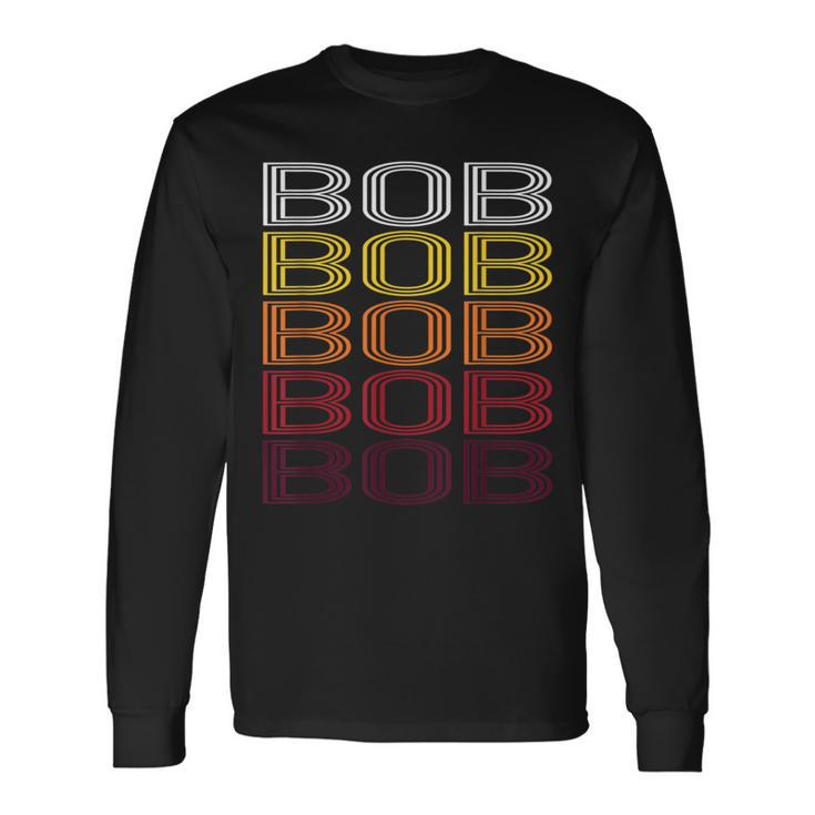 Bob Retro Wordmark Pattern Vintage Style Long Sleeve T-Shirt