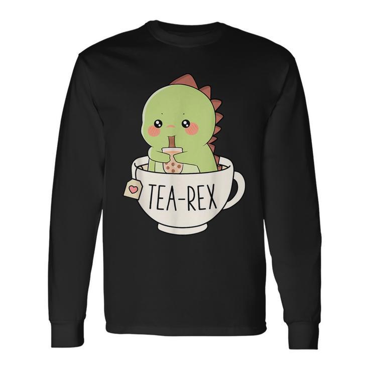 Boba Tea-Rex Cute T-Rex Dinosaur Lover Kawaii Dino Pun Long Sleeve T-Shirt