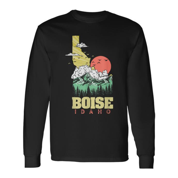 Boise Idaho Outdoors Nature & Mountains Vintage State Pride Long Sleeve T-Shirt Gifts ideas