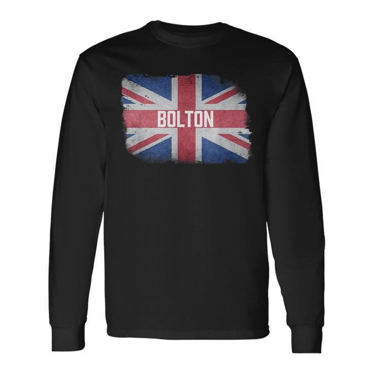 Bolton United Kingdom British Flag Vintage Uk Souvenir Long Sleeve T-Shirt