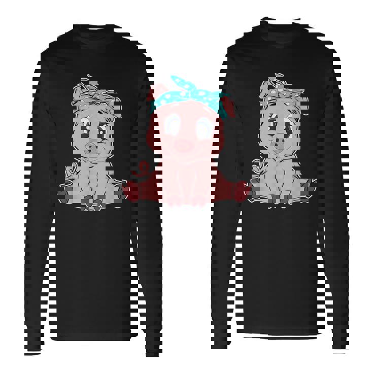 Bonito Pañuelo De Cerdo Divertido Amantes De Los Cerditos Camiseta de manga larga
