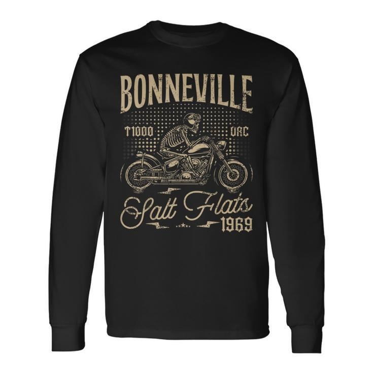 Bonneville Salt Flats Motorcycle Racing Vintage Biker Long Sleeve T-Shirt